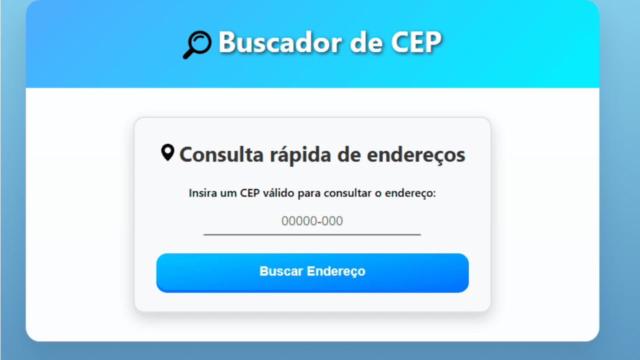 Tela do projeto Buscador de CEP